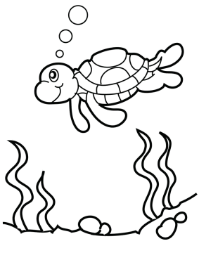 Desenho de Tartaruga Nadando no Mar para Colorir Pdf grátis
