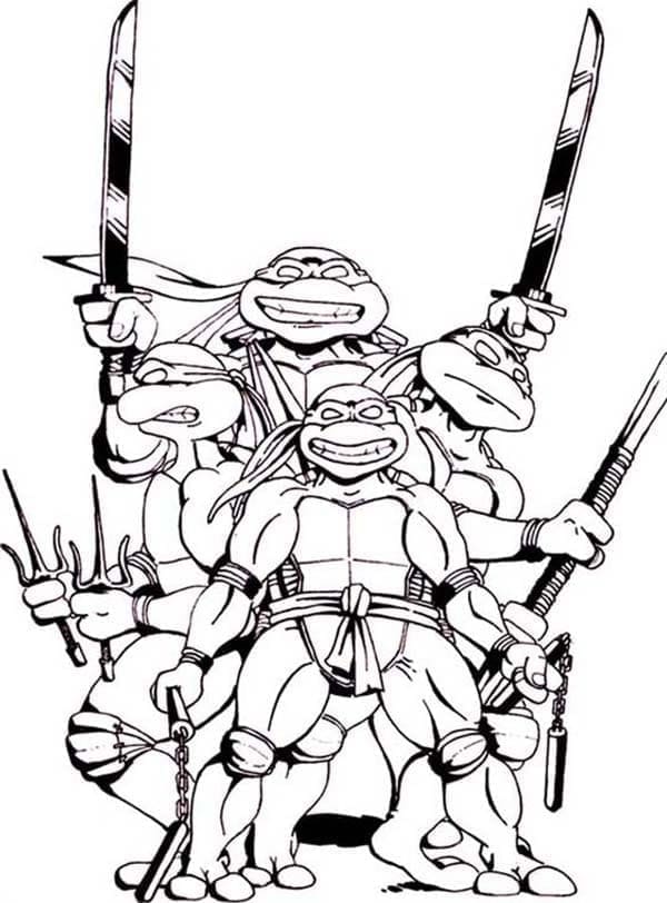 Desenho de Imagem de Tartarugas Ninja para Colorir