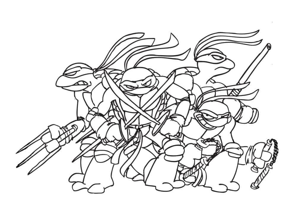 Desenho de Pintura de Tartarugas Ninja para Colorir