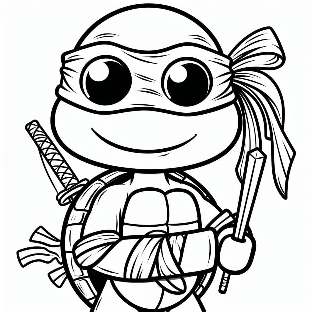 Desenho de Tartaruga Ninja Adorável para Colorir