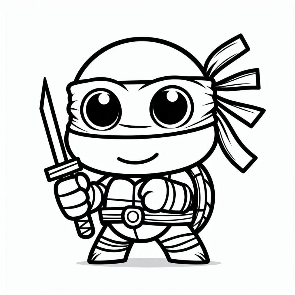 Desenho de Tartaruga Ninja Fofa para Colorir