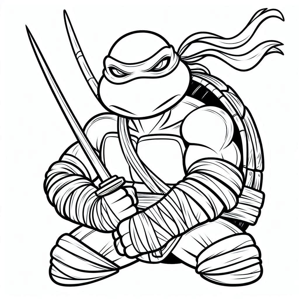 Desenho de Tartaruga Ninja Incrível para Colorir