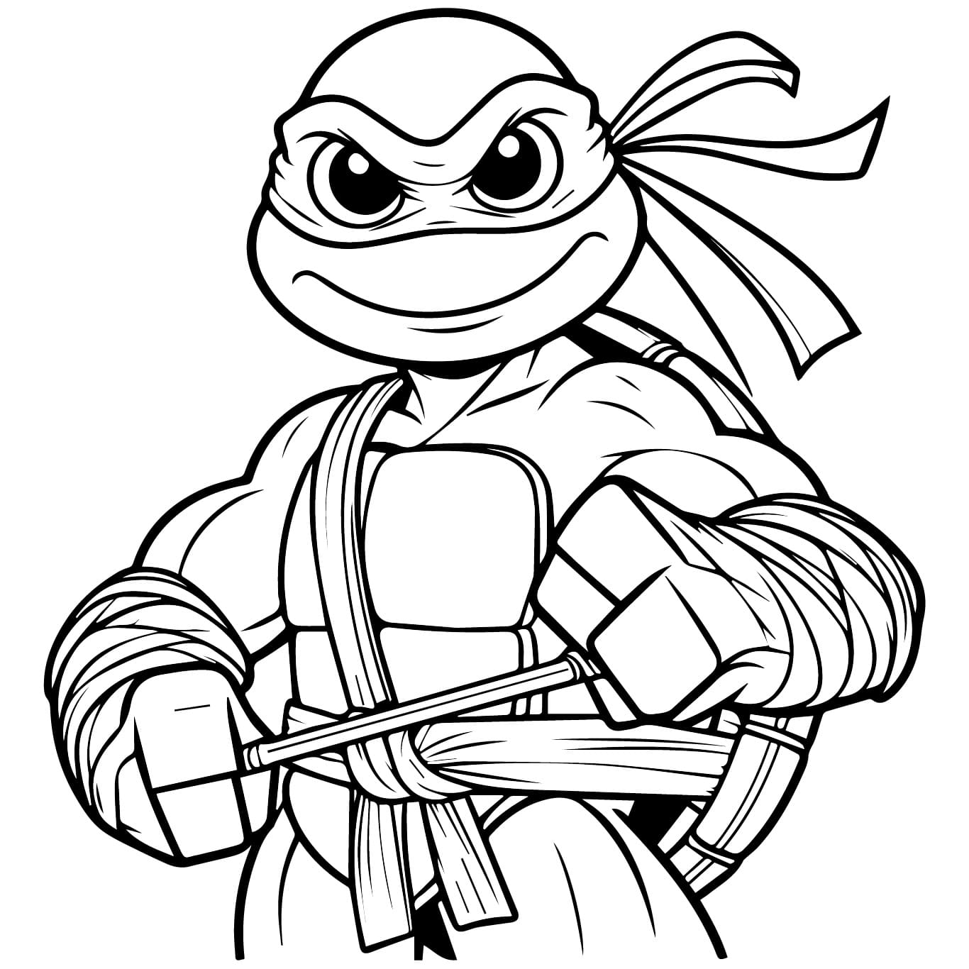 Desenho de Tartaruga Ninja Muito Adorável para Colorir