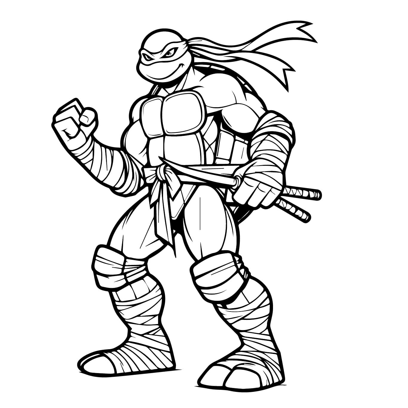 Desenho de Tartaruga Ninja Muito Incrível para Colorir