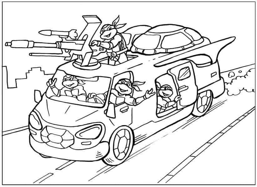 Desenho de Tartarugas Ninja 2 para Colorir
