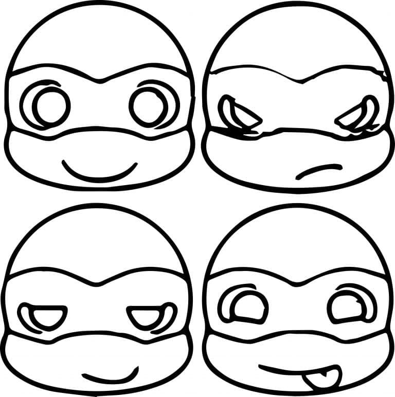 Desenho de Tartarugas Ninja Fofas para Colorir