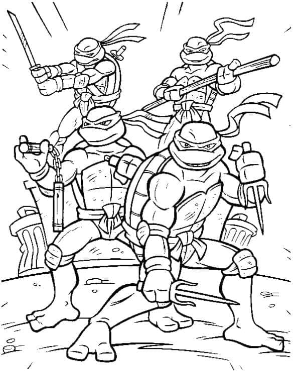Desenho de Tartarugas Ninja Grátis para Colorir