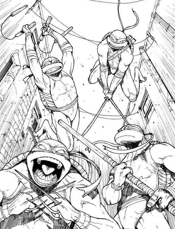 Desenho de Tartarugas Ninja Imprimivel para Crianças para Colorir