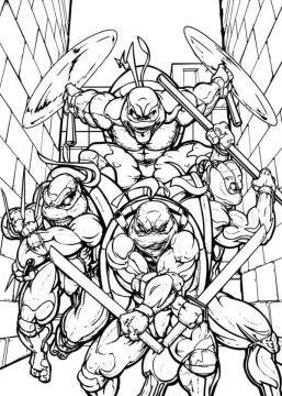 Desenho de Tartarugas Ninja Imprimível para Colorir