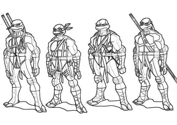 Desenho de Tartarugas Ninja Incríveis para Colorir