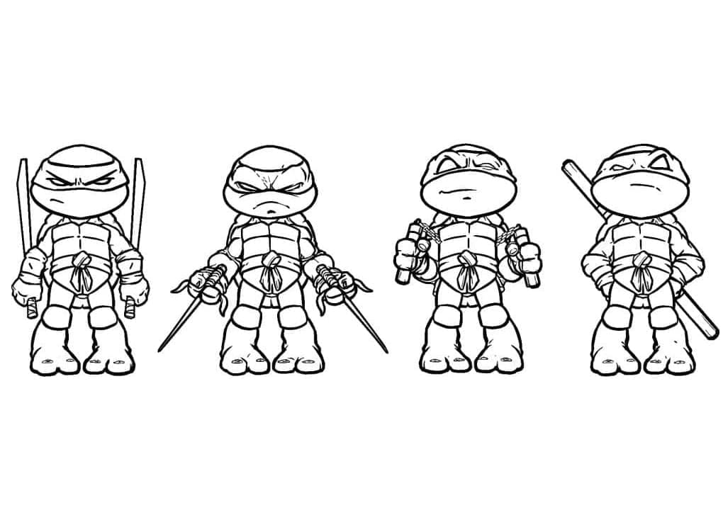 Desenho de Tartarugas Ninja Muito Fofas para Colorir