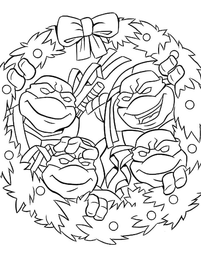 Desenho de Tartarugas Ninja Natal para Colorir