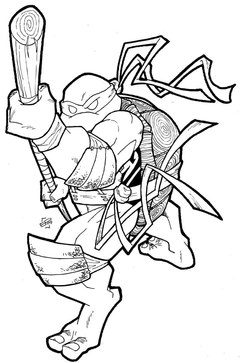 Desenho de Donatello Tartarugas Ninja Imprimivel Pdf para Colorir
