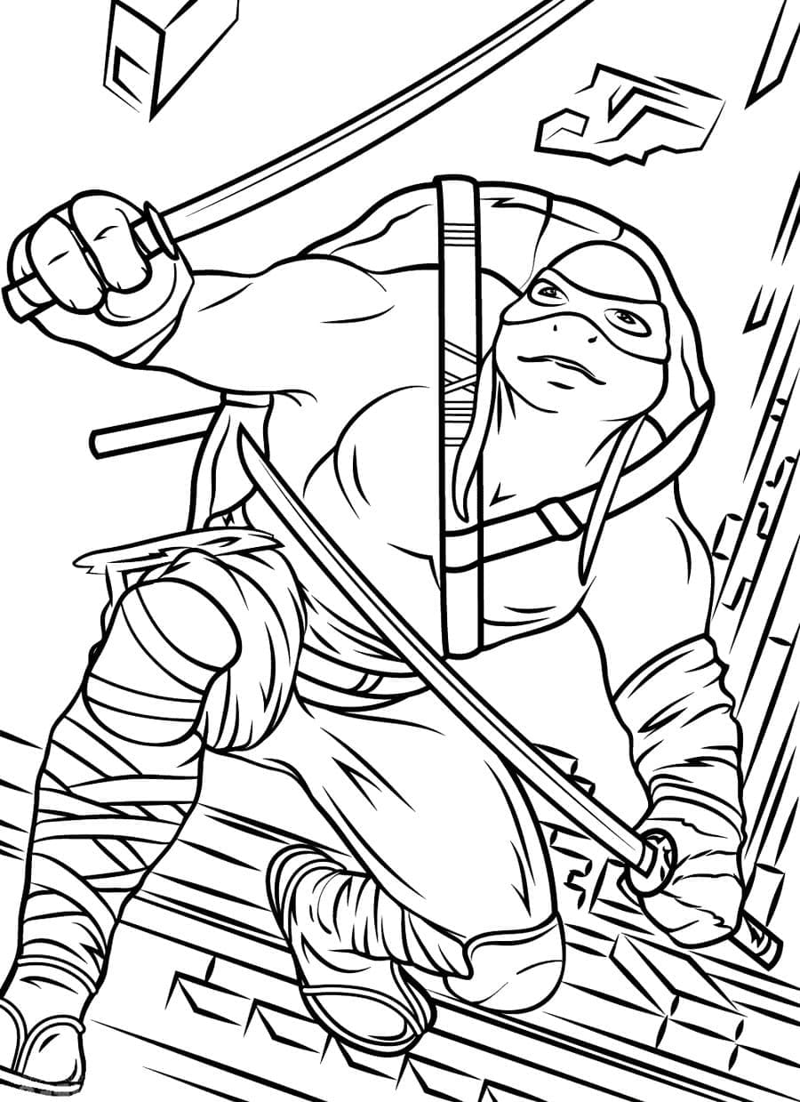 Desenho de Leonardo Tartarugas Ninja Grátis Download para Colorir