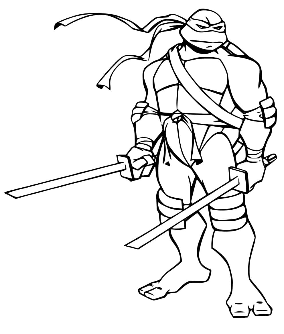 Desenho de Leonardo Tartarugas Ninja Pdf para Colorir