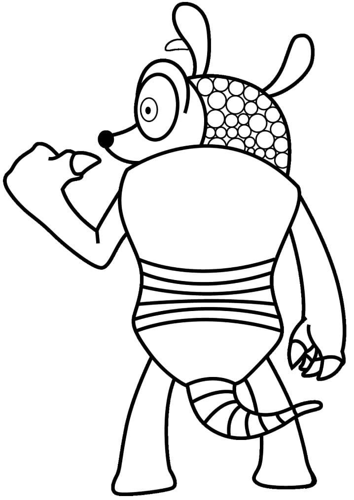 Desenho de Tatu de Costas Dando Sinal de Positivo para Colorir