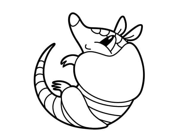 Desenho Pdf de um Tatu Muito Fofo para Colorir