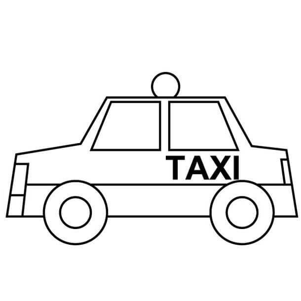 Desenho de Táxi Download para Imprimir e Colorir