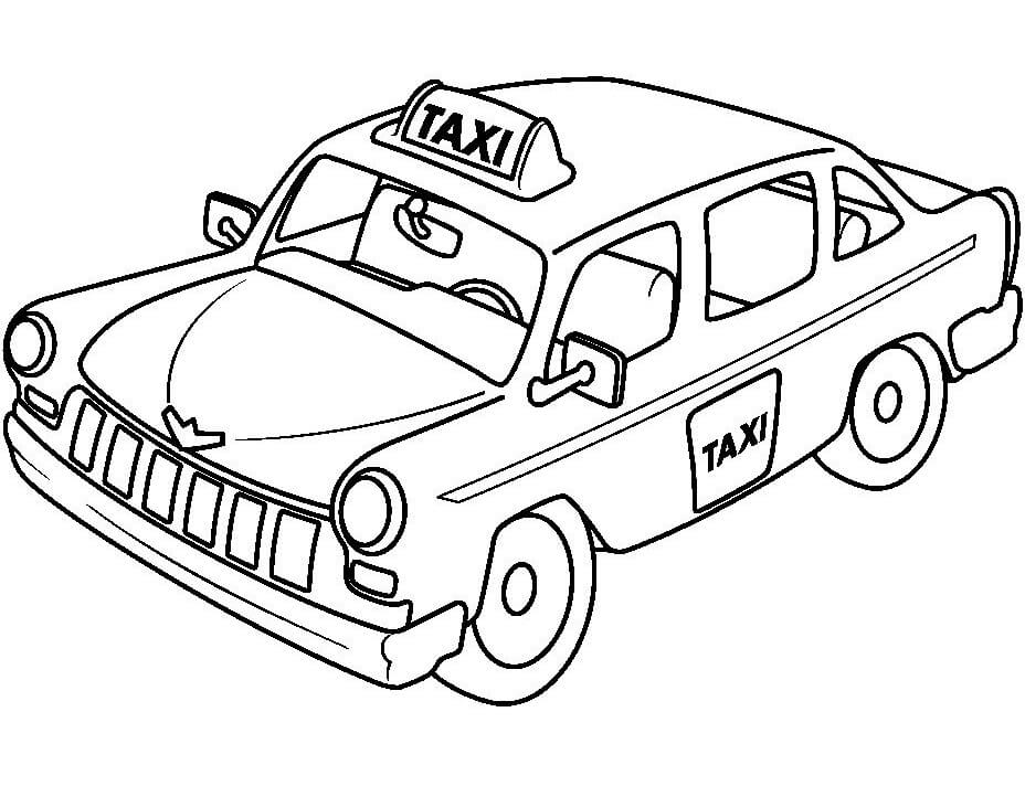 Desenho de Táxi Grátis para Imprimir e Colorir