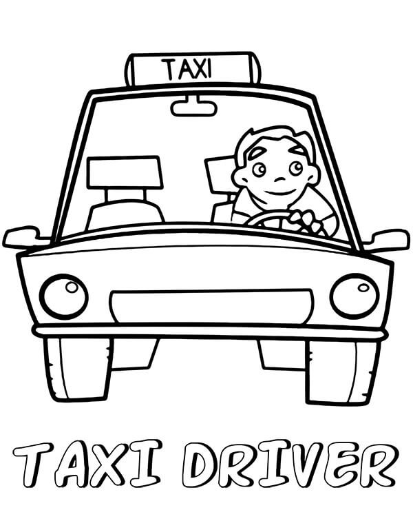Desenho de Táxi Grátis Pdf para Colorir