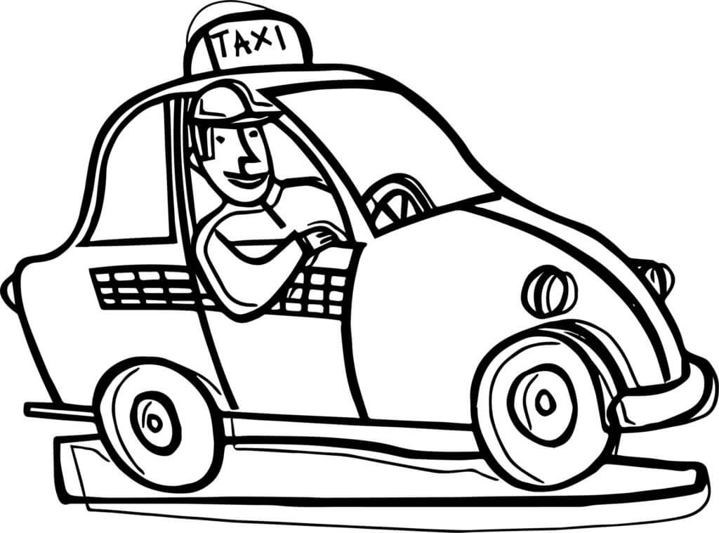Desenho de Táxi Imprimivel Pdf para Colorir