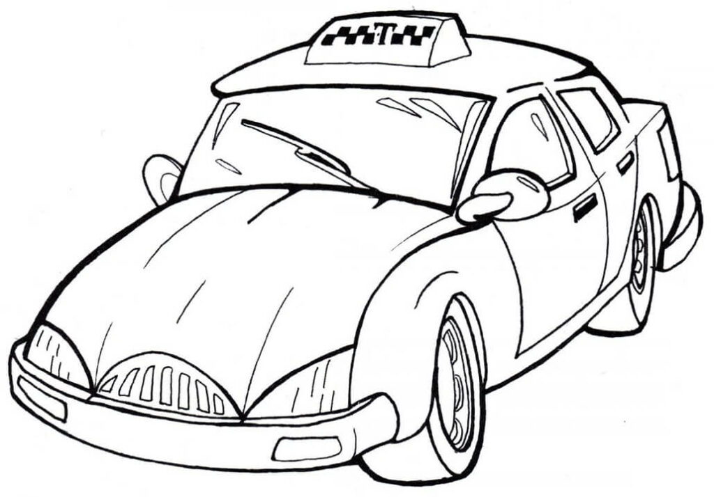 Desenho de Táxi Realista Grátis para Colorir