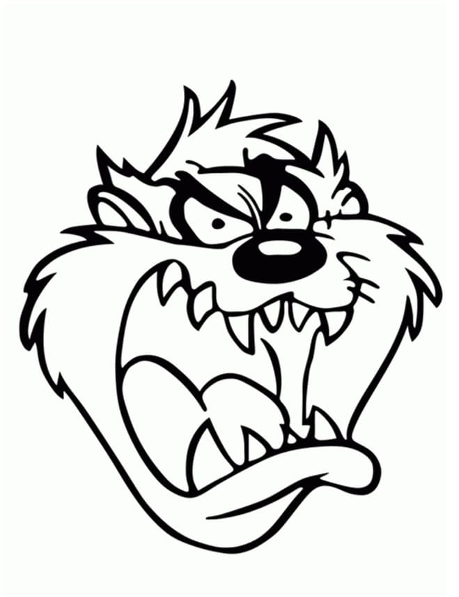 Desenho de a Cara de Raiva do Taz para Colorir