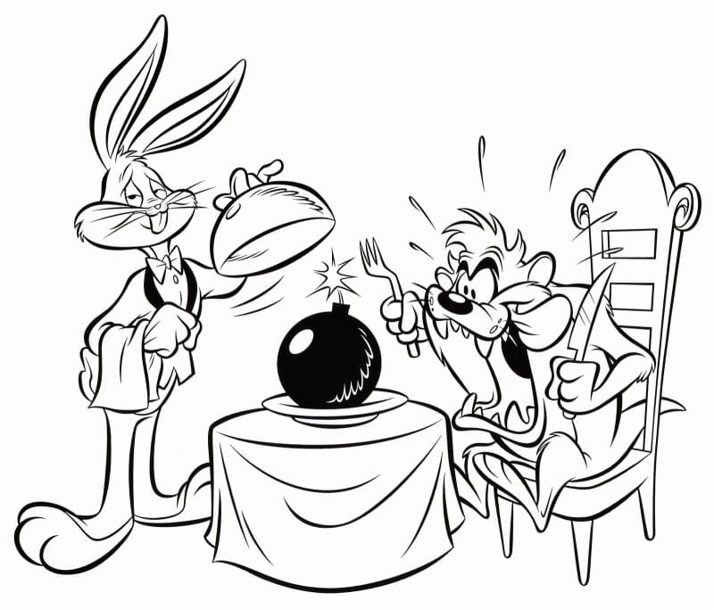 Desenho de Pernalonga e Taz para Colorir