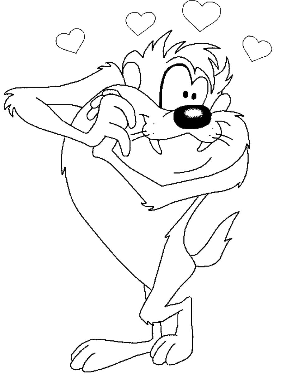Desenho de Taz Apaixonado para Colorir