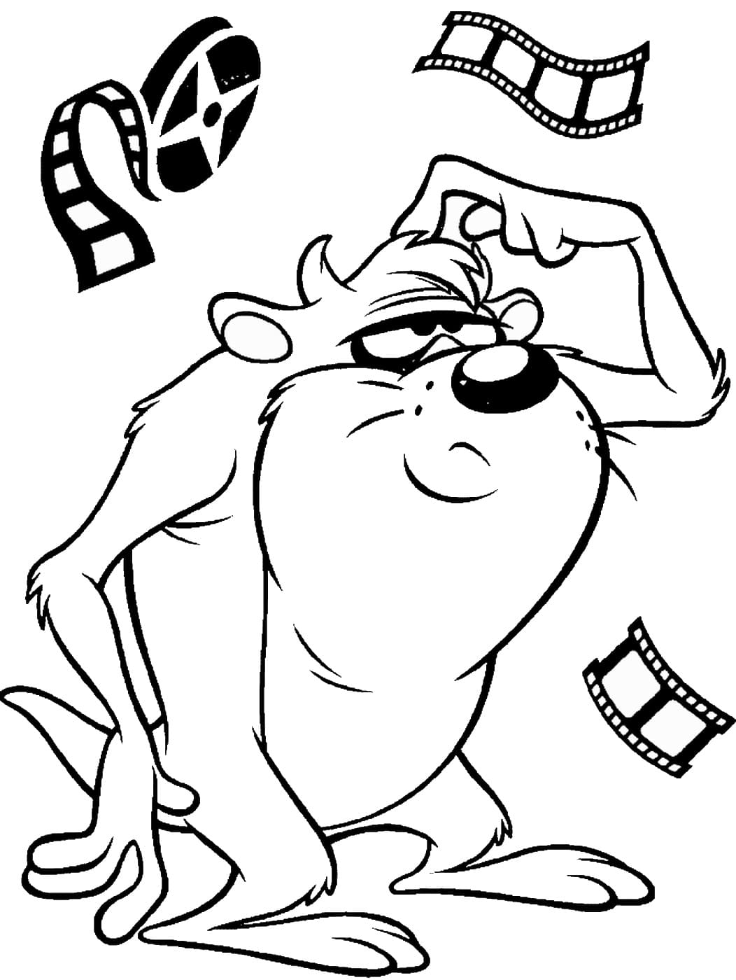Desenho de Taz Confuso para Colorir