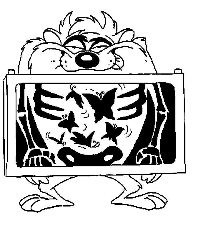 Desenho de Taz Mania Fazendo Raio X N Médico para Colorir Download