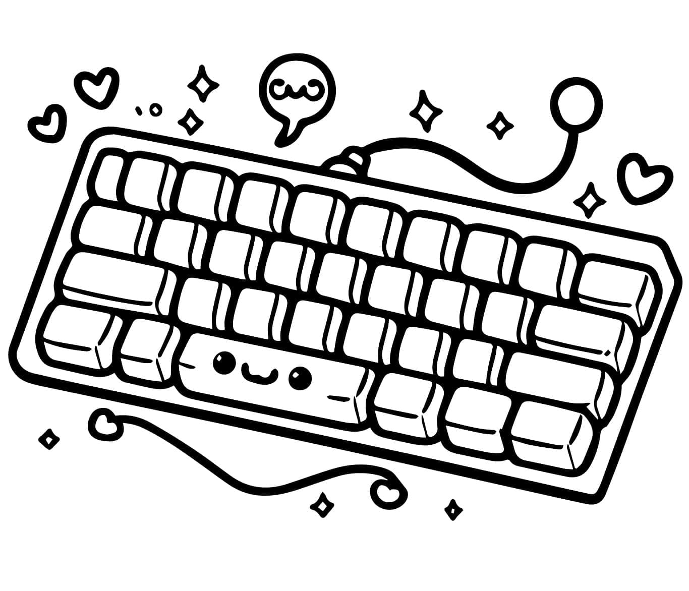 Desenho de Teclado Adorável para Colorir