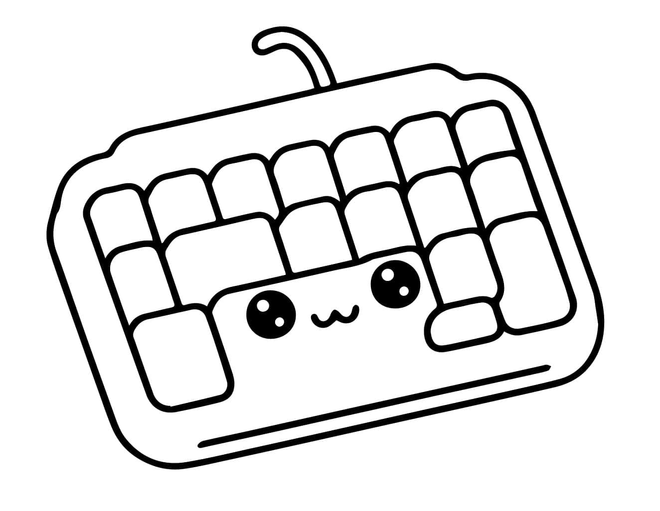 Desenho de Teclado Fofo para Colorir
