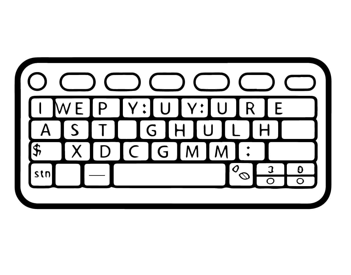 Desenho de Teclado Pequeno para Colorir