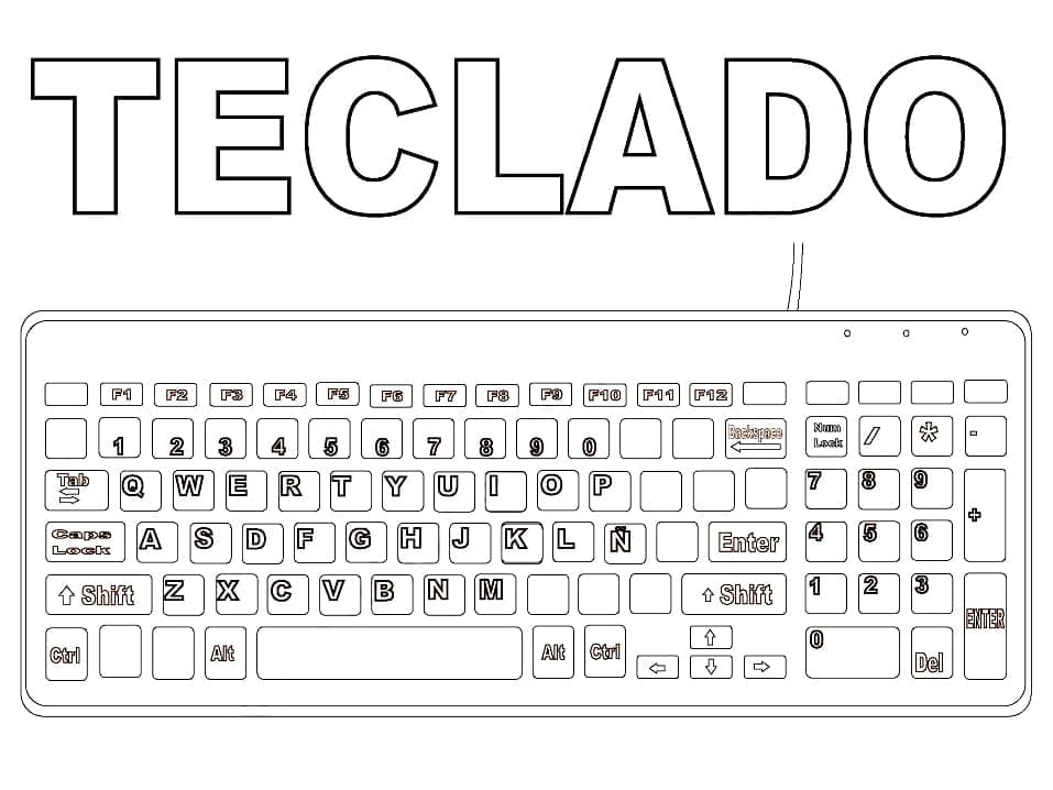 Desenho de Teclado Perfeito para Colorir