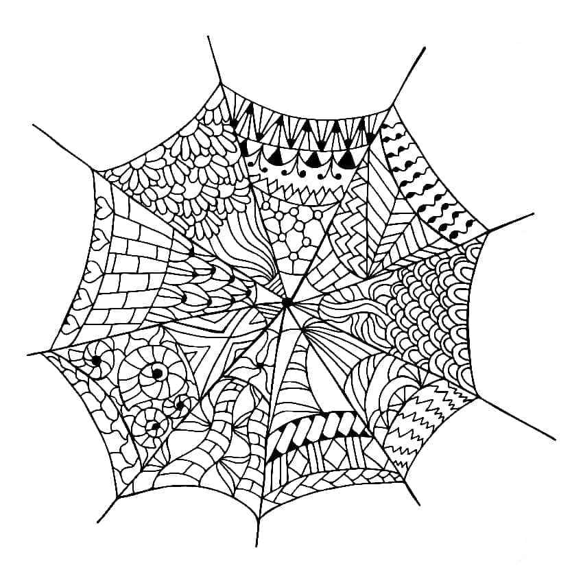Desenho de Teia de Aranha Antiestresse para Colorir