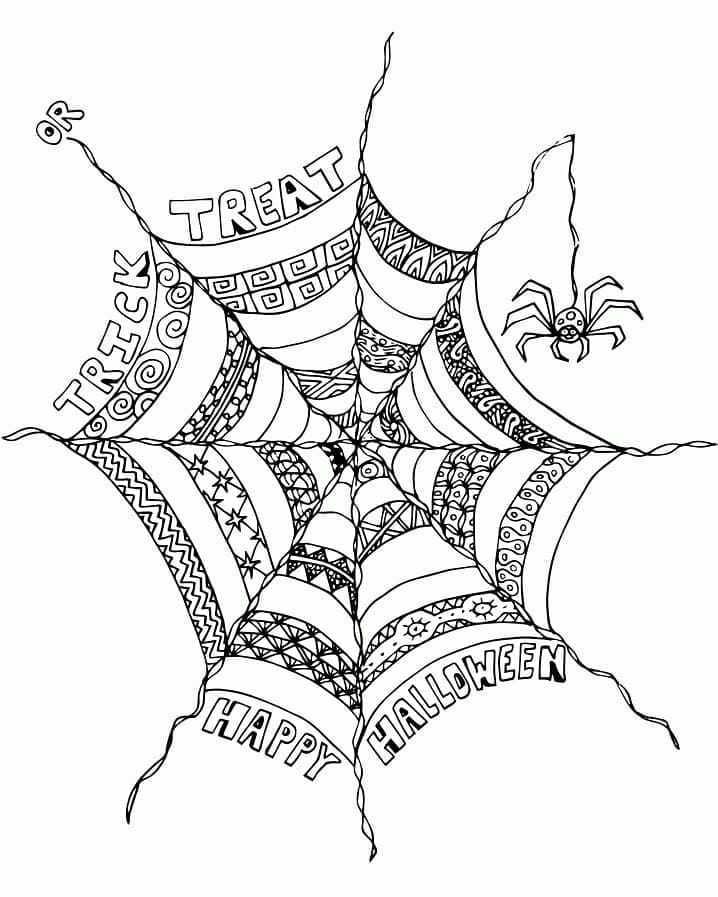 Desenho de Teia de Aranha para Adultos para Colorir