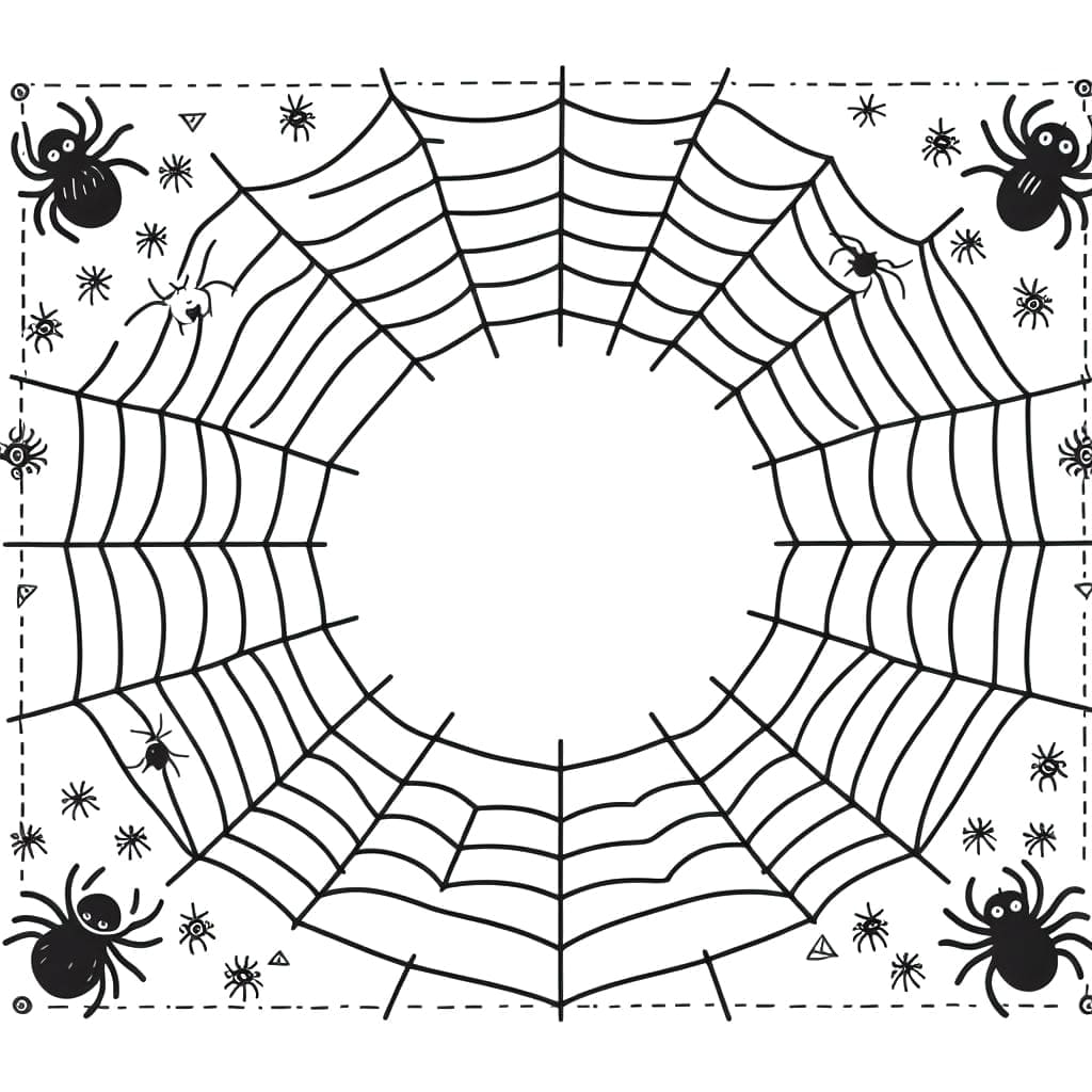 Desenho de Teia de Aranha de Halloween para Colorir