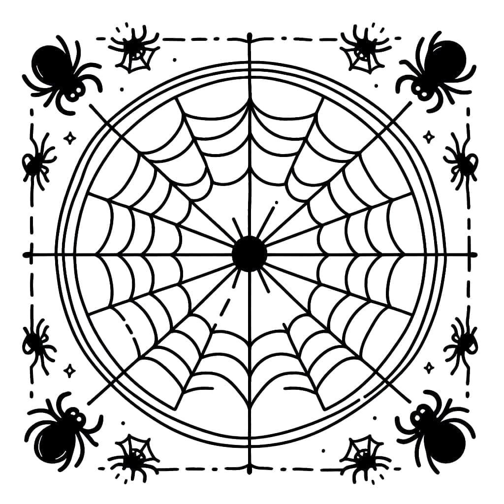 Desenho de uma Teia de Aranha de Halloween para Colorir