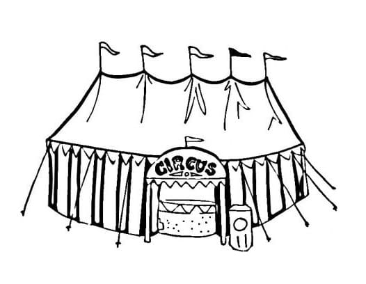 Desenho de Grande Tenda de Circo Grátis para Colorir Pdf