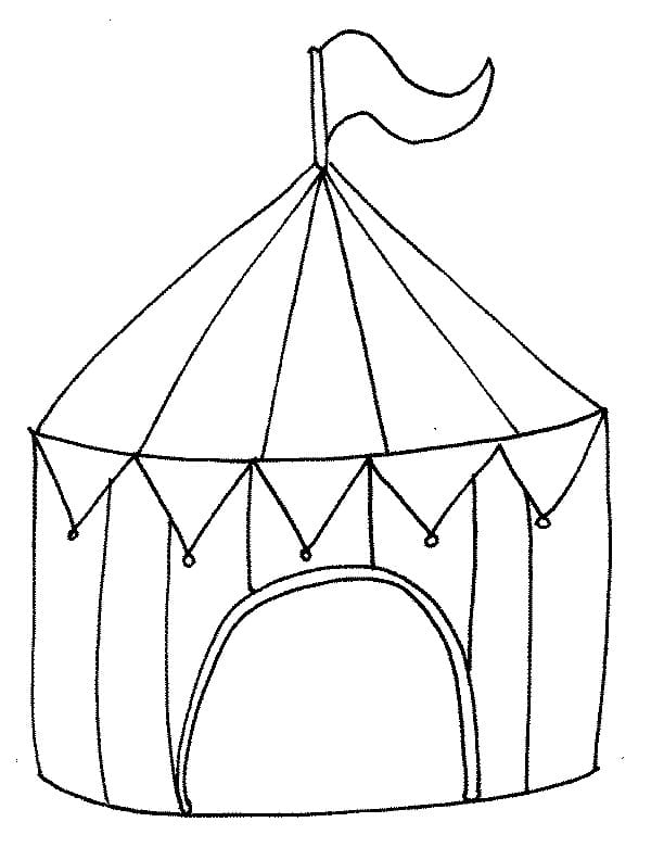 Desenho de Tenda de Circo Fácil para Colorir