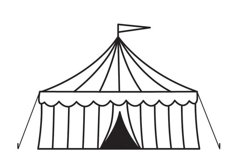 Desenho de Tenda de Circo Pdf para Imprimir e Colorir