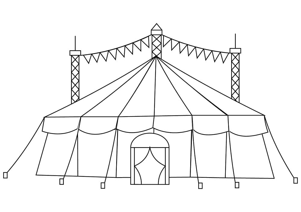 Desenho de Tenda de Circo Perfeita para Colorir
