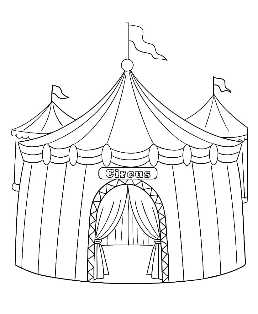 Desenho de Tendas de Circo para Colorir
