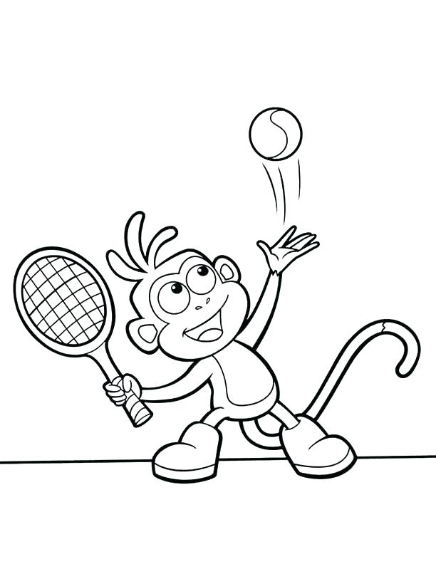Desenho de Botas Jogando Tênis com Dora para Colorir Grátis