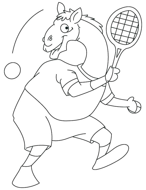 Desenho de Camelo Jogando Tênis para Colorir Grátis