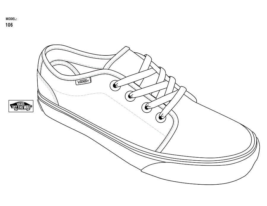 Desenho de Tênis Vans 106 para Imprimir e Colorir