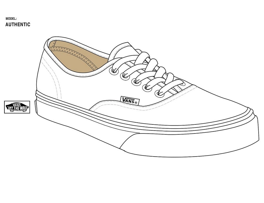 Desenho de Tênis Vans Authentic para Imprimir e Colorir