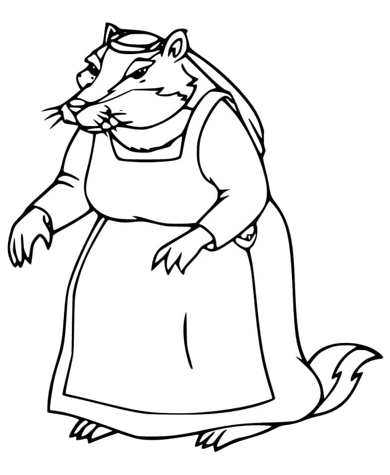 Desenho de Senhora Texugo de Vestido para Colorir