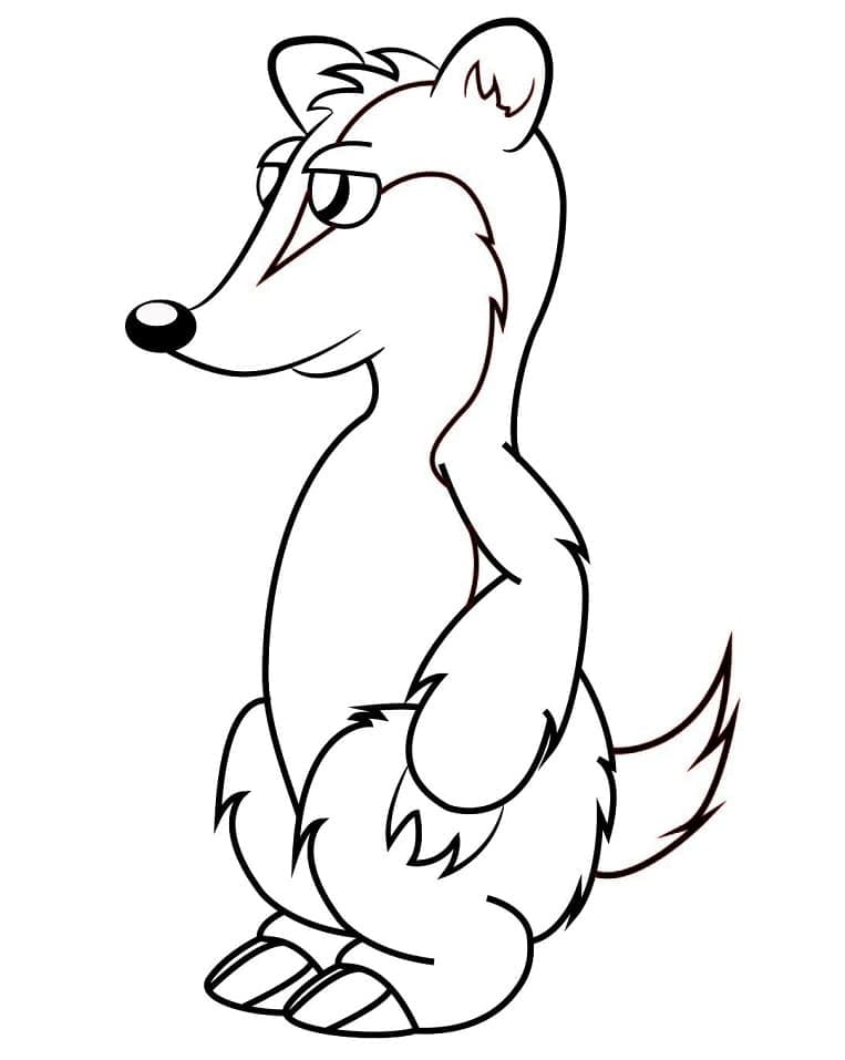 Desenho de Texugo de Desenho Animado para Colorir